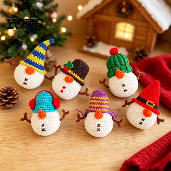 Cute Animal Hanging Decorations Handmade Crochet Christmas Ornament, Yarn for Warm Heartfelt Holiday Presents Car Rearview Mirror Bag Charm