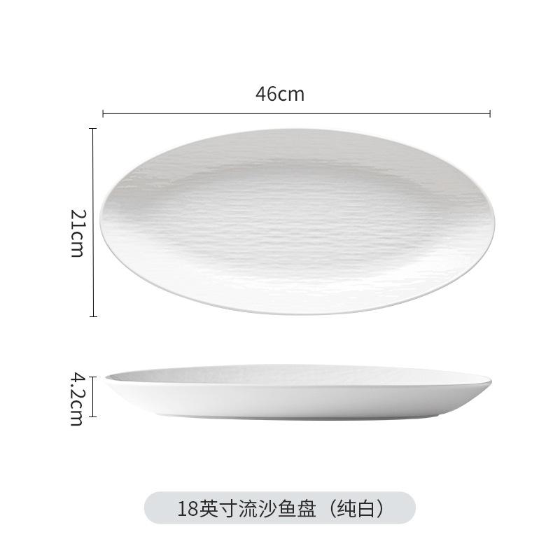 Underglaze Color Nordic Style Hotel Fish Plate Home Steamed Fish Plate Oversized Oval Commercial Tableware Creative Hotel Porcelain