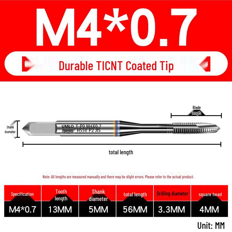 UMLO High Vanadium Spiral Tap Machine for M3-M10 Stainless Steel Tapping