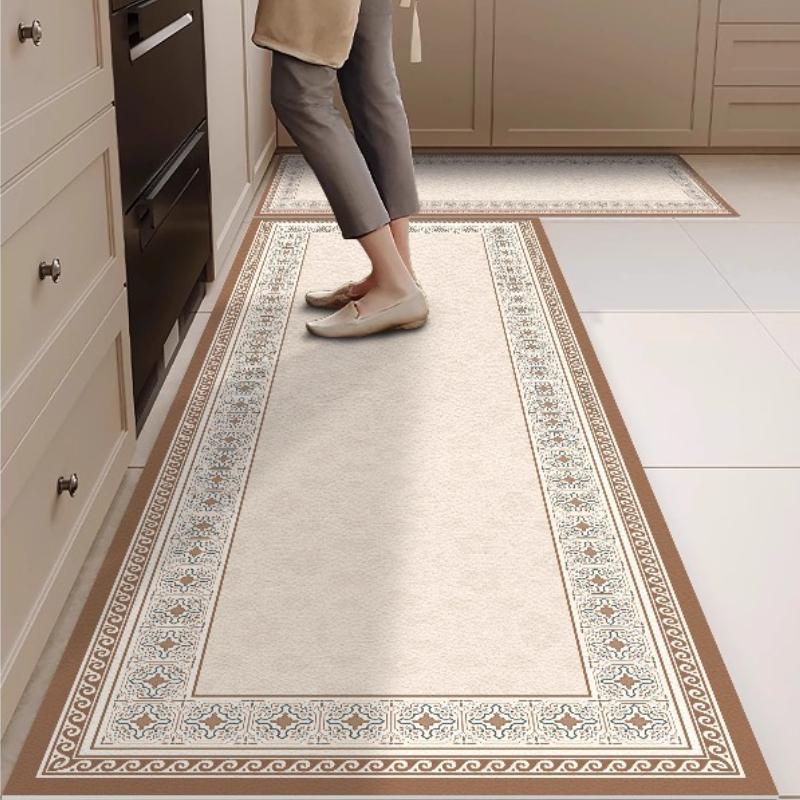 

Advanced Light Luxury Kitchen Floor Mat PVC Leather Waterproof Scratch Resistant Dirt Resistant Carpet Easy Clean Household Rug 50x80cm