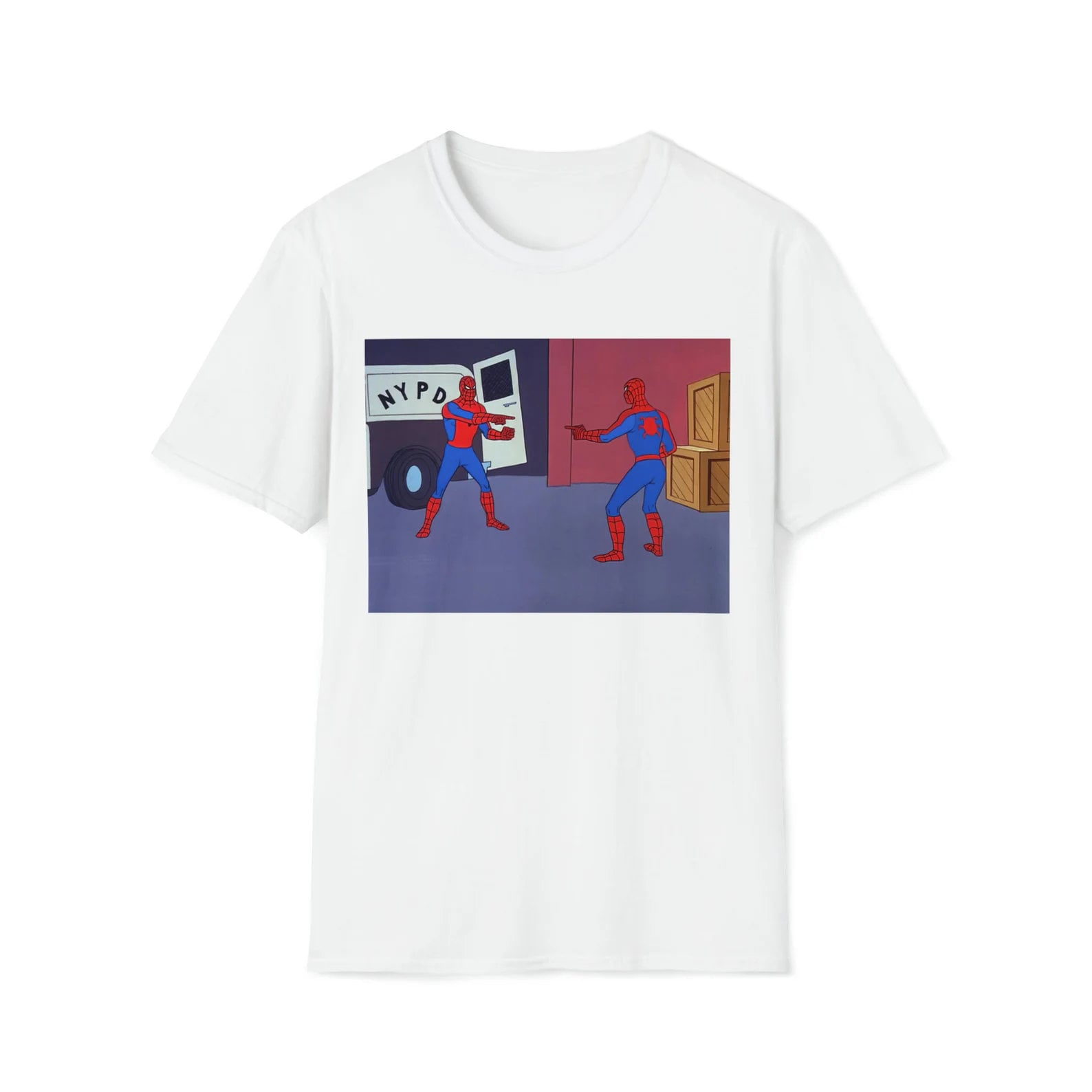 Spider-Man Pointing at Spider-Man Funny Meme Shirt L