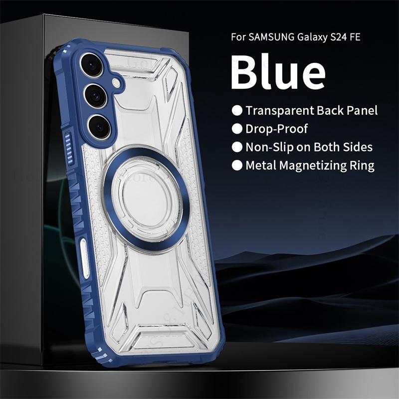 Military Hybrid Armor Phone Case For Samsung S25 Edge S24 FE S23 Ultra For Magsafe Transparent Hard Cover For Galaxy A16 A06 A36