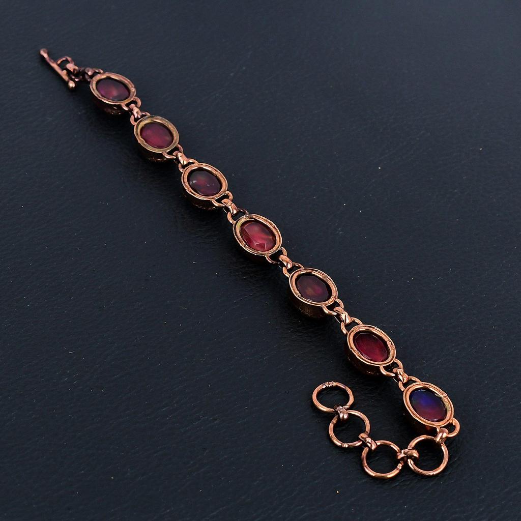 Rough Moonstone Bracelet, Handmade Gemstone Bracelet, Copper Electroformed Antique Jewelry, For Engagement Gift