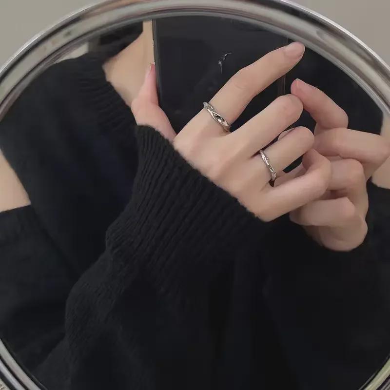 Silver Three-Piece Adjustable Ring Set: Simple & Versatile Fashion for Women