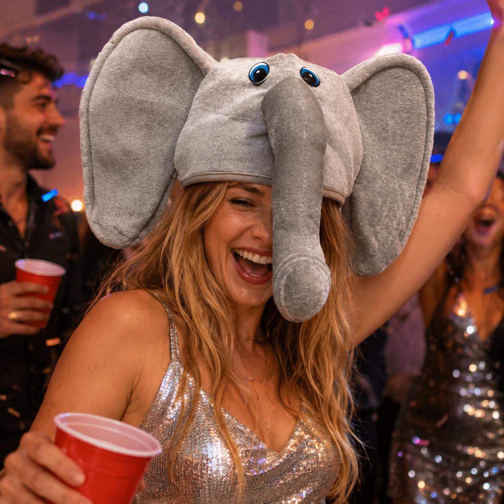 Creative Plush Animal Hat Cartoon Elephant Head Cover Gift Elephant Trunk Cap  Carnivals