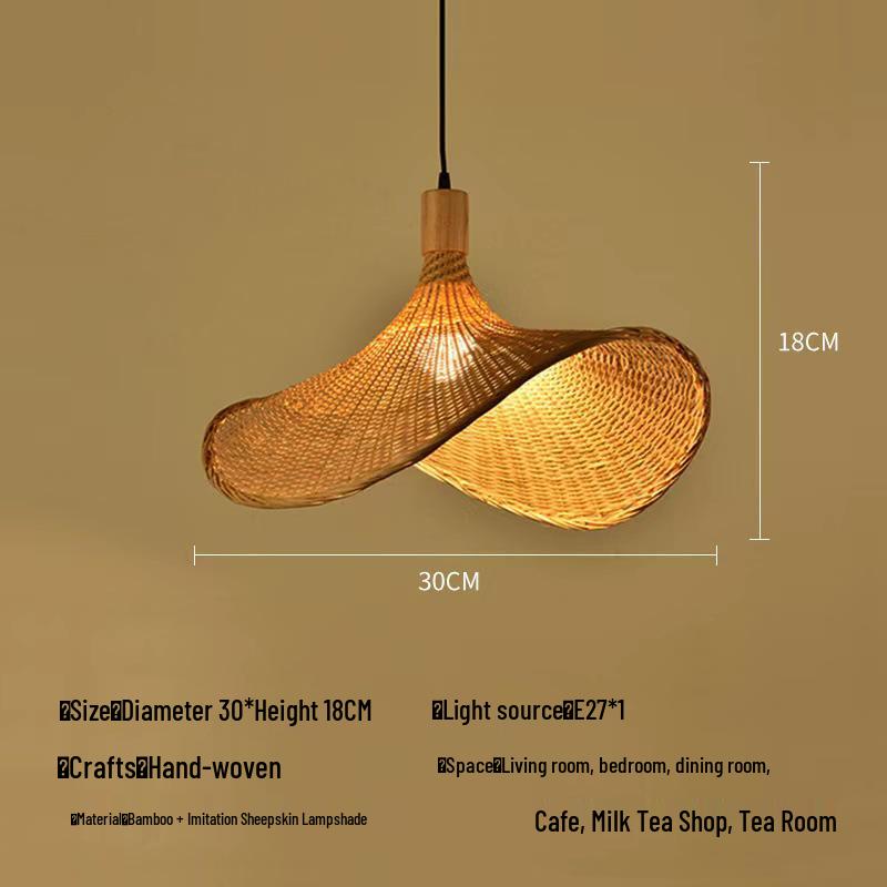 Zen Bamboo Pendant Lamp: Rattan Woven Japanese Tea Room Light