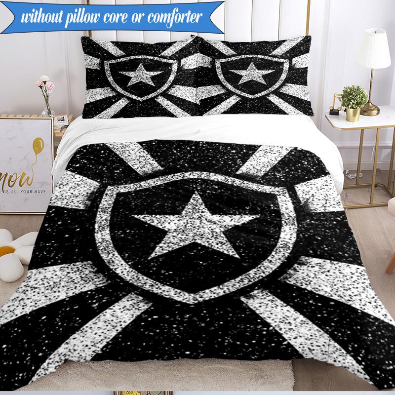 3PCS Botafogo De Futebol E Regatas Printed Soft Bedding Set,Including 1pc Duvet Cover And 2pcs Pillowcases Perfect for Bedroom, Dormitory, Fan Gift