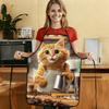 1pc 2D Flat Cat Barista Busy Print Apron, Durable and Easy To Clean, with Adjustable Waistband, Suitable for Cooking, Outdoor BBQ, Garden Parties, Bak