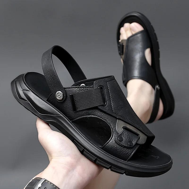 Fashion Sandals For Men 2024 New Fashion Summer Anti Slip Soft Sole Retro Dual Purpose Sandals And Slippers Outdoor Beach Shoes For Men