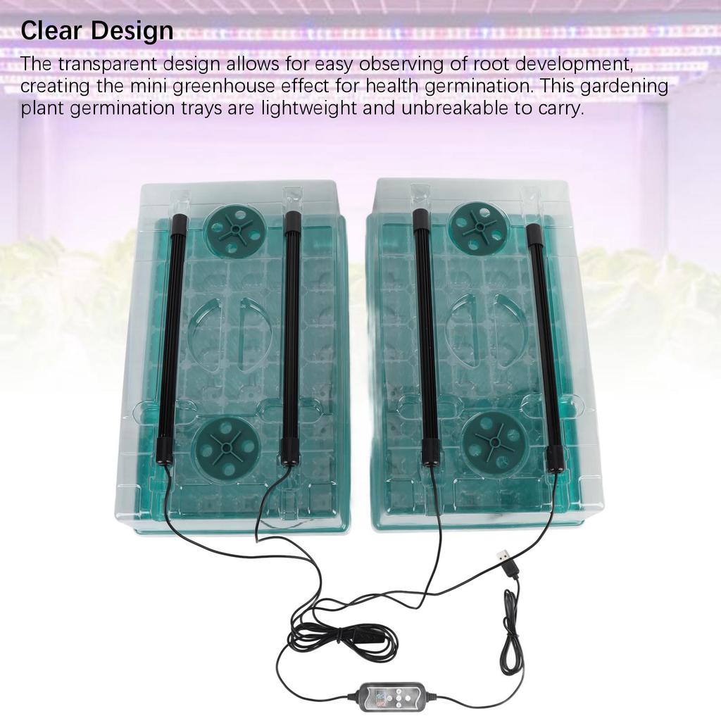 Plant Starter Tray Propagator Plant Greenhouse Grow Kit with 4 Tube Grow Light USB Connector Plant Germination Trays 40 Cells Per Tray 3 Lighting Mode