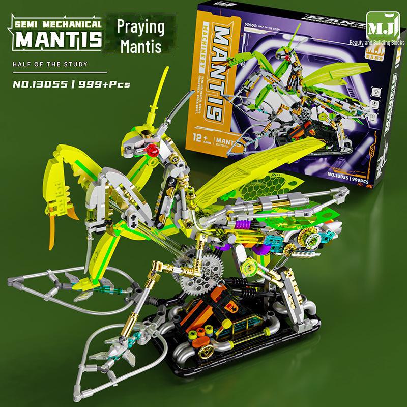 Lego-Compatible Mechanical Parrot, Shark, Whale, and Octopus Assembly Model Toys