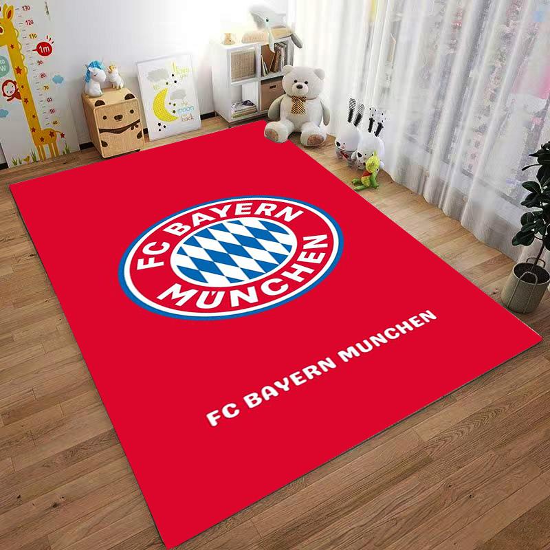 Red Carpet with FC Bayern München Logo and Blue Diamond Pattern Design Suitable for Use As an Anti-slip for Living Room Bedroom Sofas