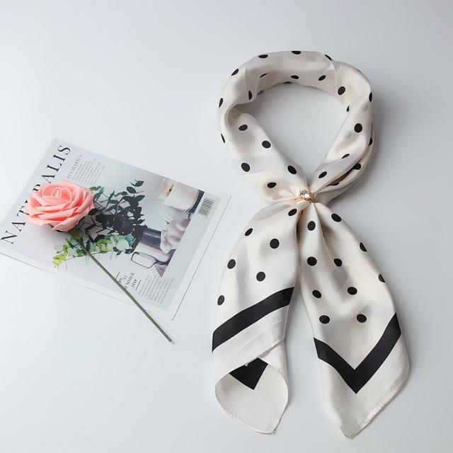 70*70Cm Fashion Handkerchief Dot Print Silk Satin Neck Scarf For Women Small Shawls Hair Scarfs Female Bag Scarves For Ladies