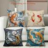 Koi Fish Patterned Cushions 2D Flat Printed Home Decor Polyester pillowcase, sofa decorative cushion cov Headboard Pillow