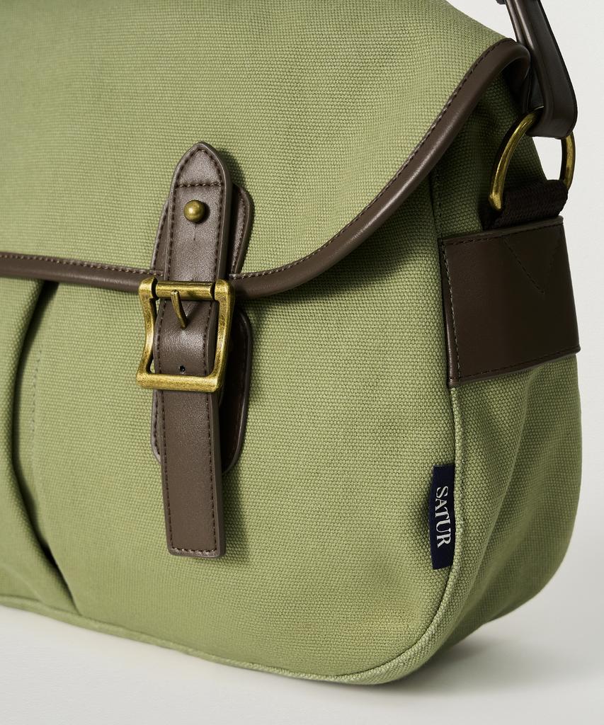 Borsa a tracolla in tela Satur Classic Kaki