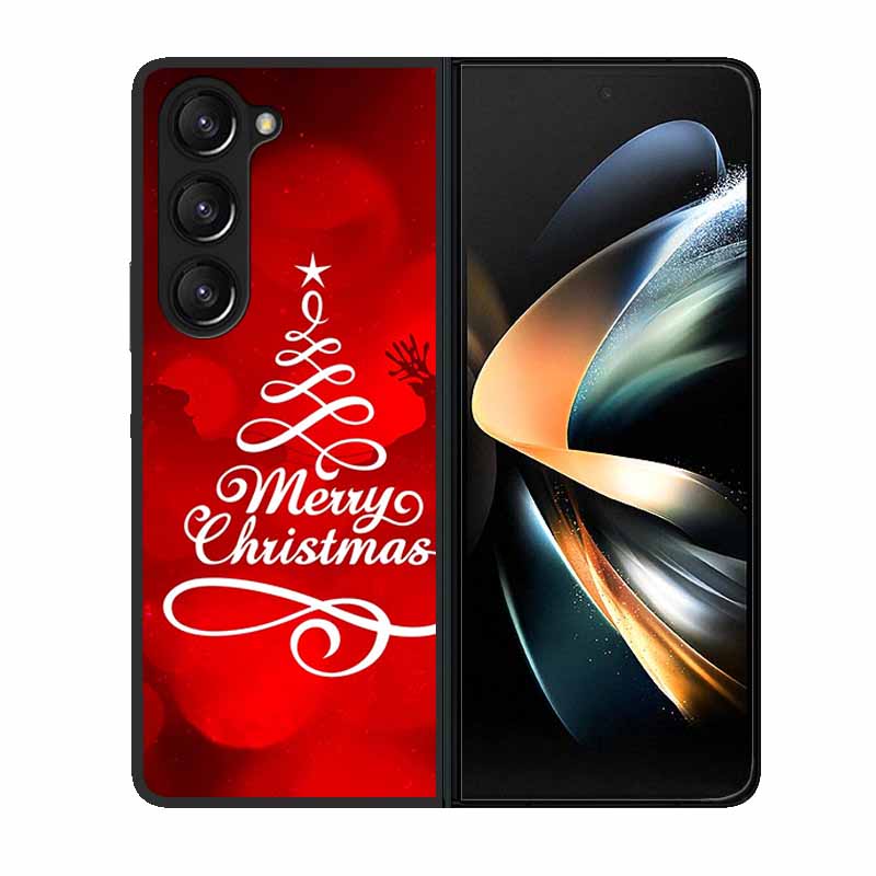 Christmas Case For Samsung Galaxy Z Fold 6 5 4 3 Cover Fold5 Fold4 Lovely Black Hard Plastic PC Cover For Galaxy Z Fold5 5G Case