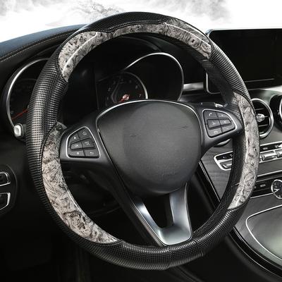 New Peach Wood Grain Round Steering Wheel Cover Universal Fit for 14 .5-15 Inch Durable Leather Cover Anti-Slip Veins Design