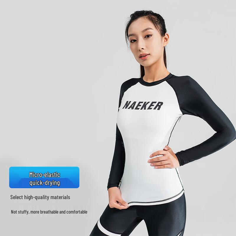 WEZHO Women's Long-Sleeve Two-Piece Rash Guard