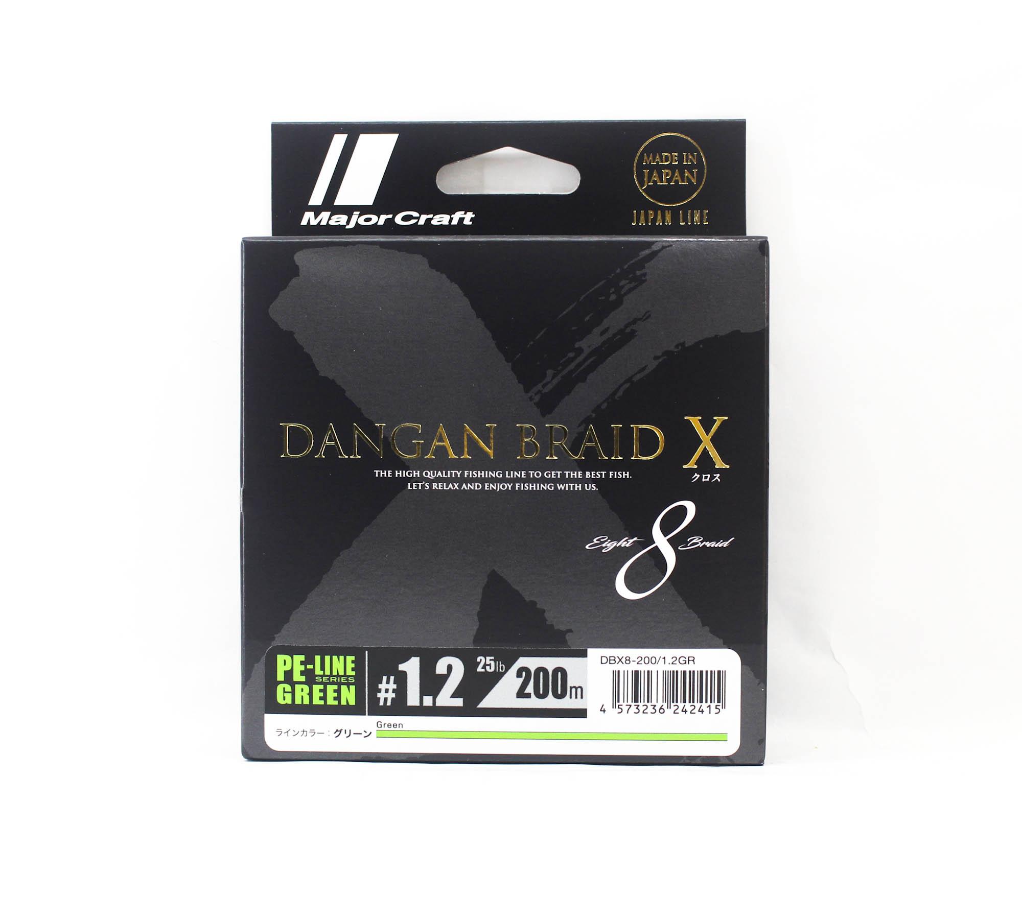 Плетеный шнур Major Craft Dangan Braid X Line X8 200м P.E 1.2 Зеленый DBX8 200/1.2GR (2415)