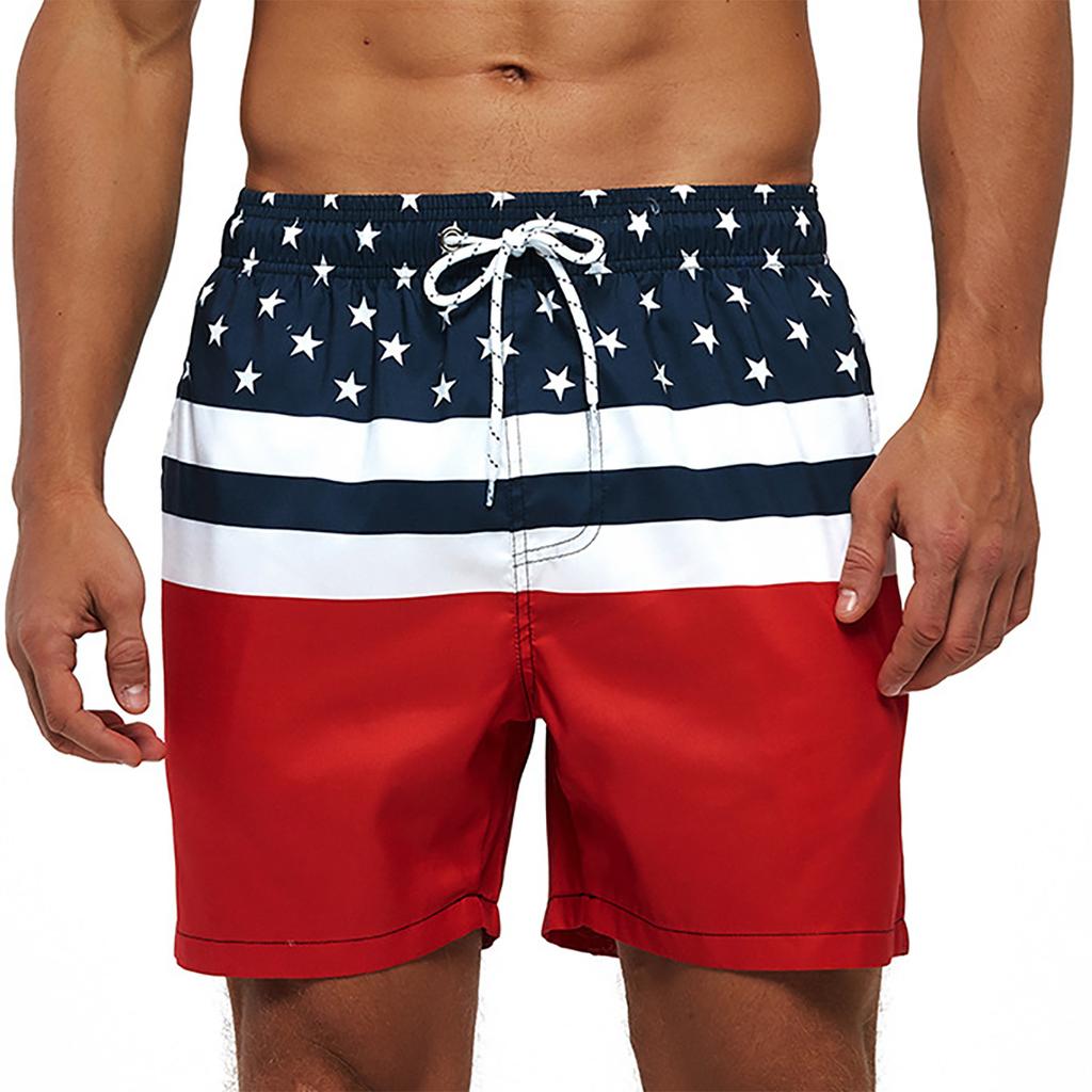 Herreshorts Casual Classic Fit Sommerstrandshorts med snøring med elastisk midje og lommer