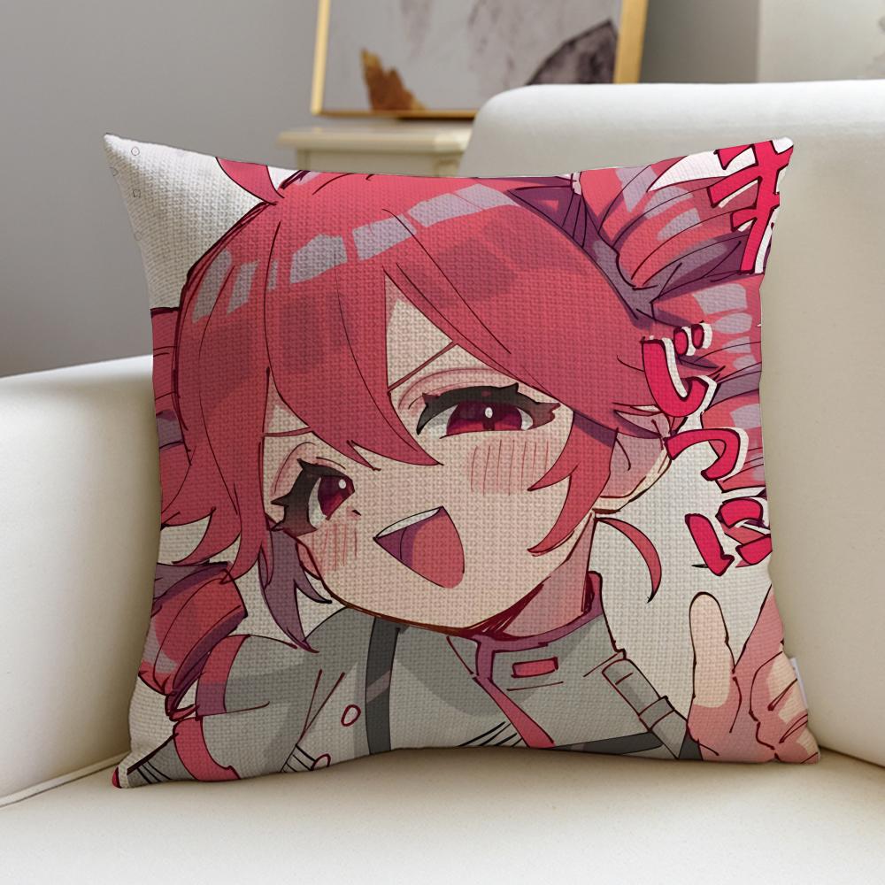 Cute KKasane Teto AnimeS Cushion Cover Breathable and skinfriendly linen pillowcase square removable and washable cushion