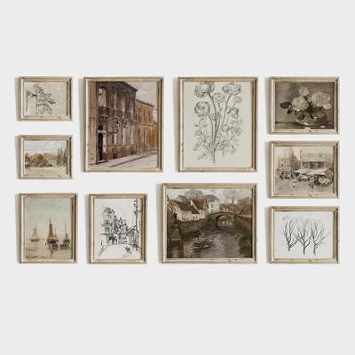 Vintage European Gallery Wall Art Nordic Retro Poster And Prints Earth Tone Decoration Canvas Painting For Living Room Home Art