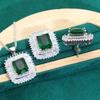European and N White Gold Inlay Green Crystal Earrings Atmosphere Fashion Party Wedding Ladies Wedding Jewelry Set