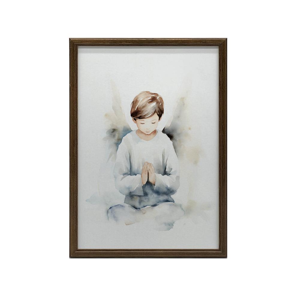 Angelic Prayer of a Boy Angelic Prayer of a Boy, 40X50 Cm, Gold Aluminum Frame, 230 Gsm Matte Paper