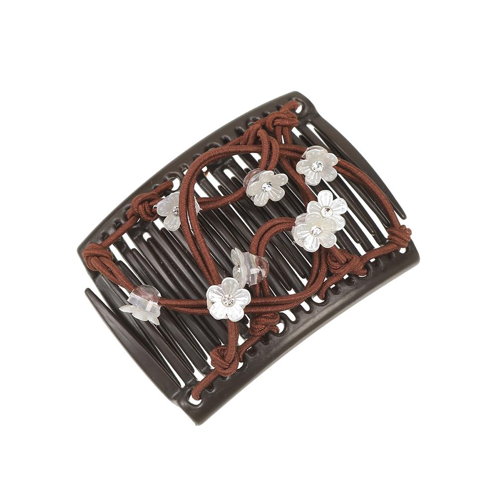 Plastic Flowers Hair Clip Hair Comb Bun Maker Easy Updo Styling Tool with Elastic Design for Women’s Hair Styling