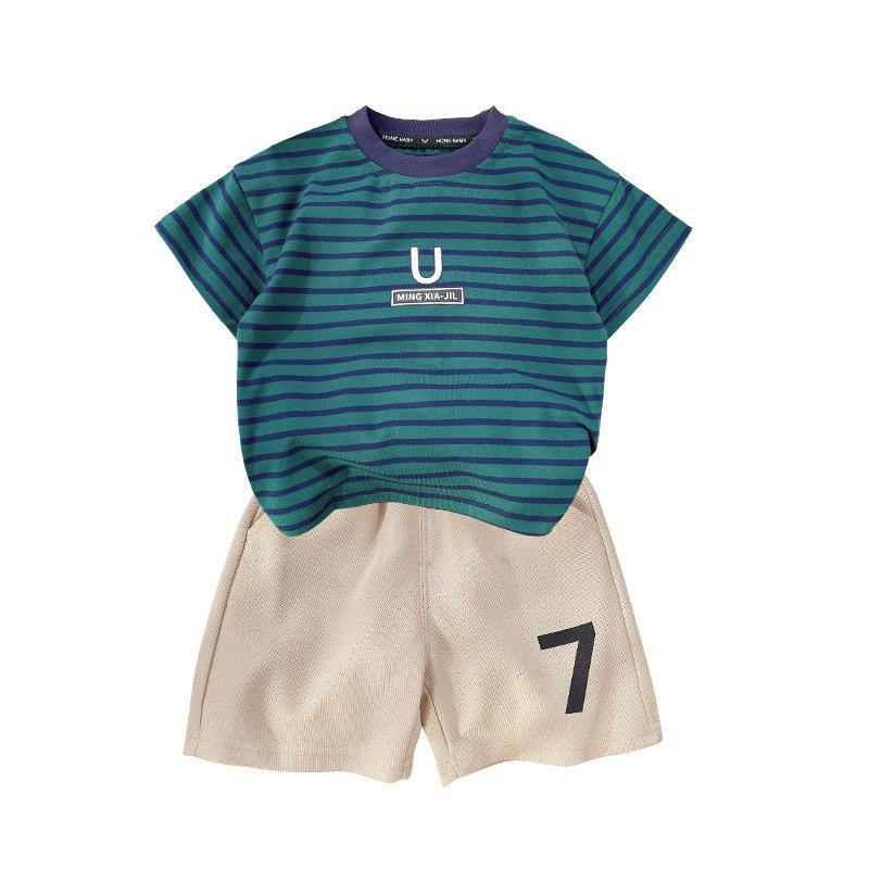 Boys Striped Short Sleeve T Shirt Summer Cool Half Sleeve Top Kids Casual Tee 80