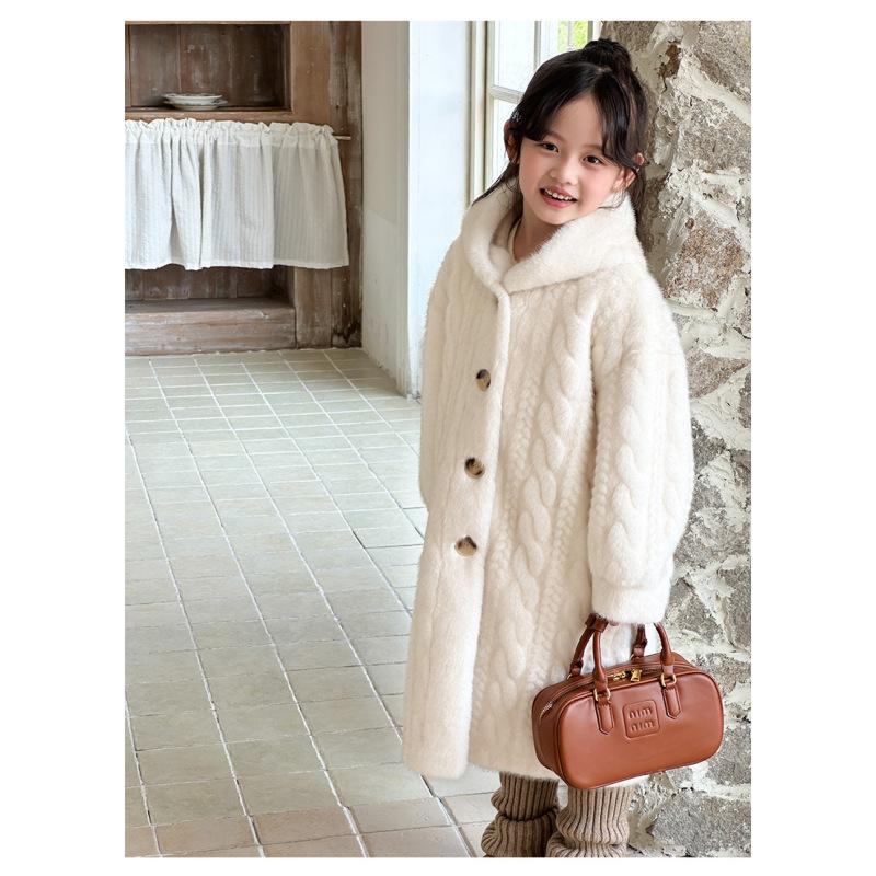 Dívčí kožich Dětský zahuštěný norkový sametový ekologický kožich Dětský zimní kabát