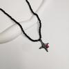 Gothic Style Heart And Butterfly Black Crystal Beaded Necklace Unique Neck Chain For Women Seeking Unique Fashion