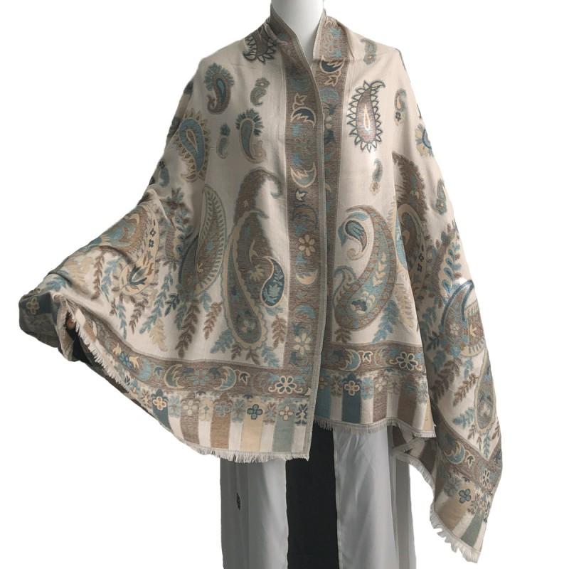 Soft Knitted Shawl With Jacquard Cashew Vintage Print Wrap Scarf Women