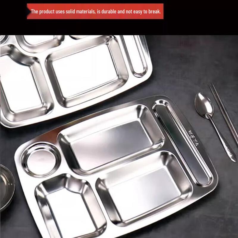 304 Stainless Steel 5-Compartment Divided Lunch Tray