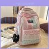 Nylon Floral Backpack For Students With Floral Print Design And Letter Decoration