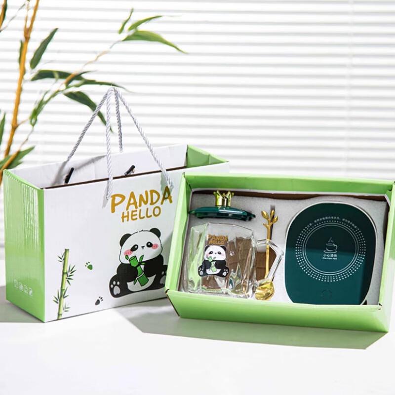 Panda Glass Constant Temperature Mug Gift Set