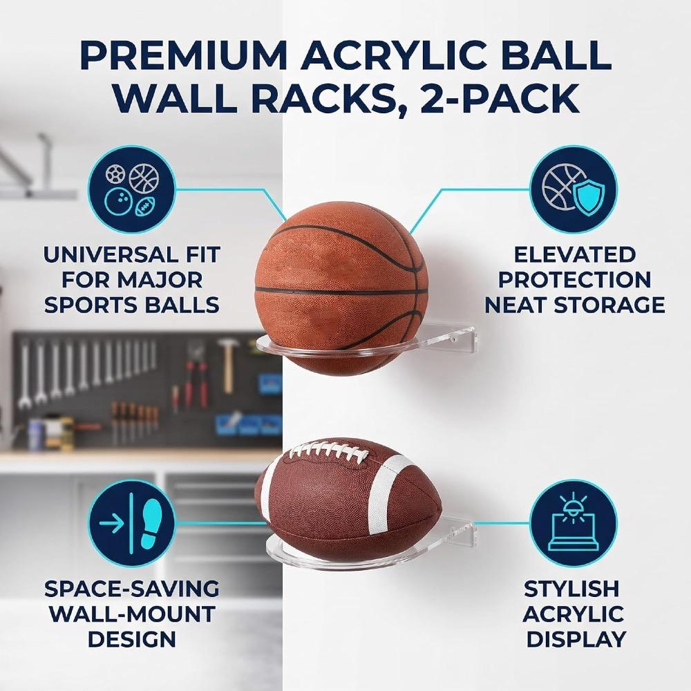 Acrylic Acrylic Ball Holder Wall Mount Design Clear Ball Display Rack Basketball