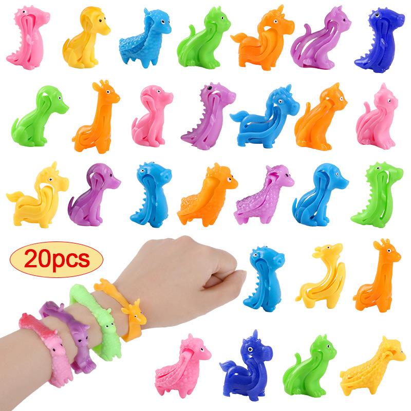 5/10/20Pcs Cartoon Animal Wristband Stress Relief Sensory Toy Bracelet Kids Birthday Party Favors Pinata Filler Baby Shower Gift