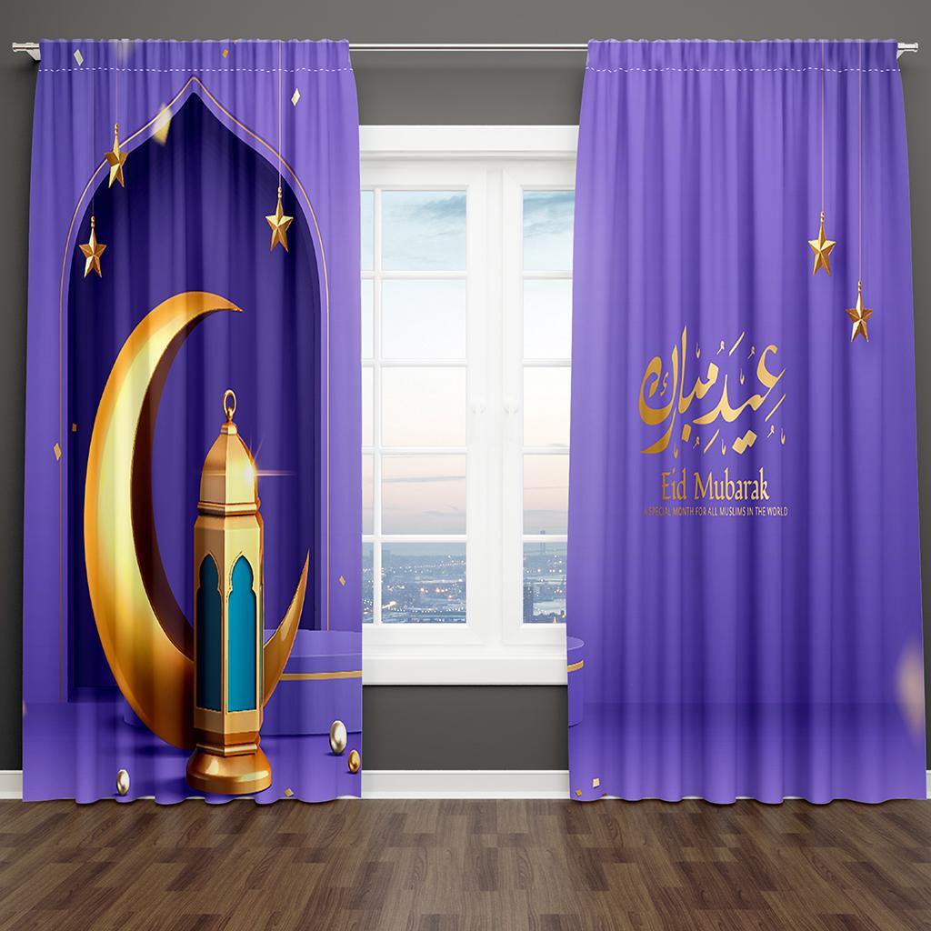 Free Shipping Luxury Islam Ramadan Kareem Window Curtains Blinds For Living Room Bedroom Bathroom Kicthen Door Home Decor2Pcs