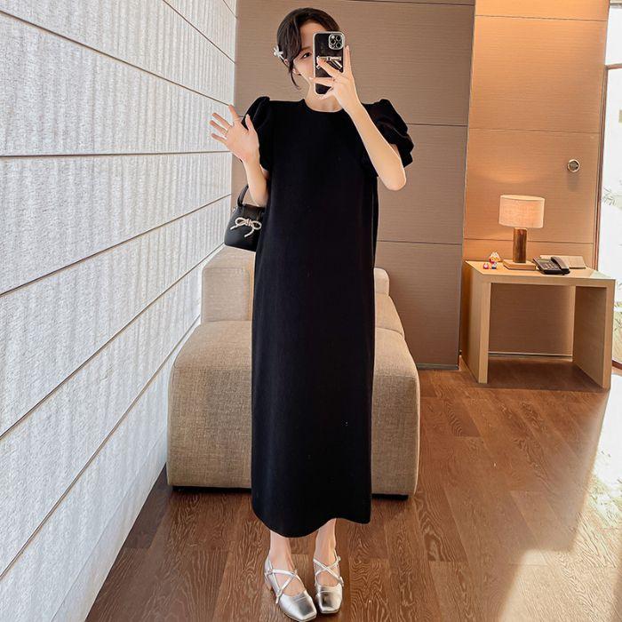 Pregnant mother summer loose large size temperament bubble sleeves thin design sense Korean version of high-end French fashion jumpsuit