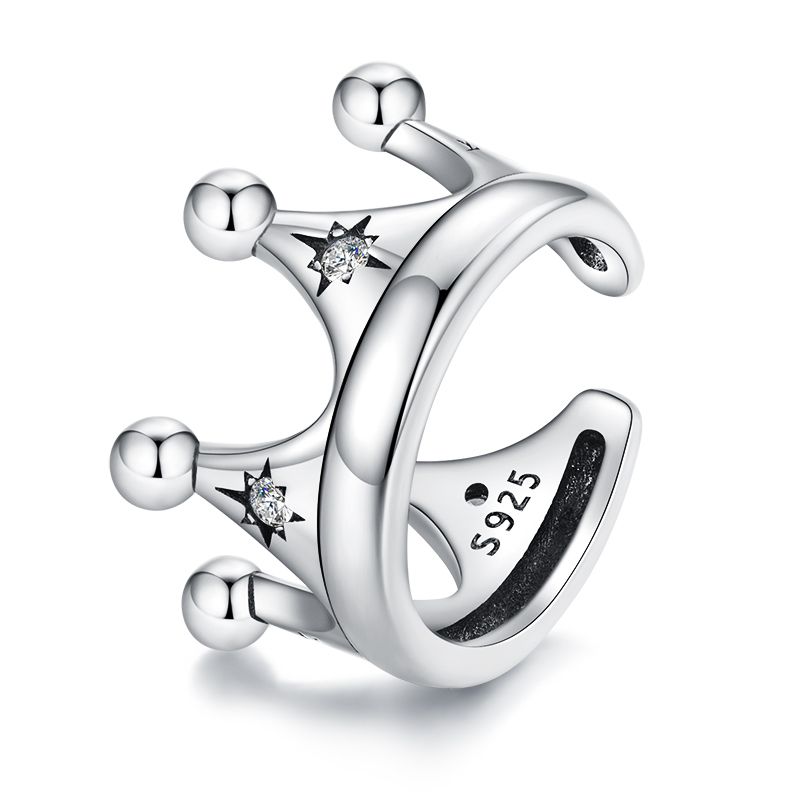 BAMOER 925 Silver Mono Clip Earrings for Girl CZ Platinum Plated Ear Cuffs Non Piercing for Women Wedding Party Jewelry