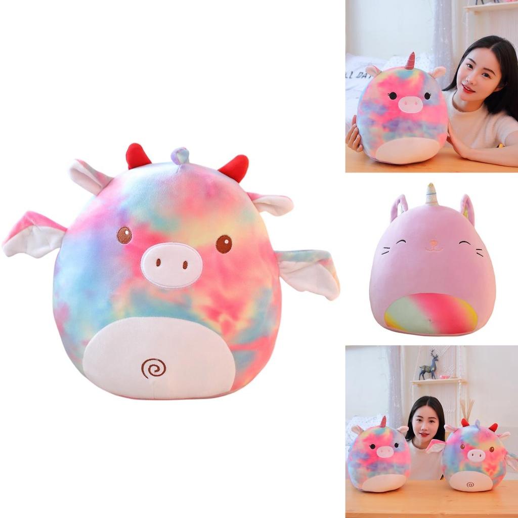 Cute Unicorn Plush Toy Bat Pillow For Kids Rainbow Pig Cat Cow And Bat Designs 35cm