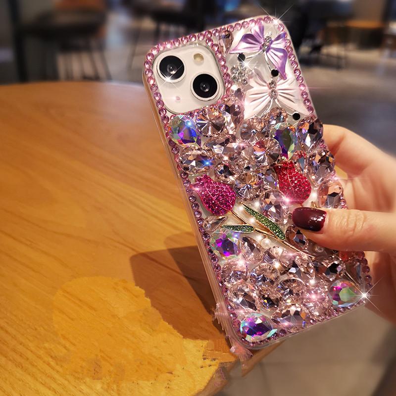 

Подходит для чехла для мобильного телефона IPhone16Promax с бриллиантами и стразами 14 Apple 15 Защитный чехол 13 Креативная роскошь iPhone16Promax