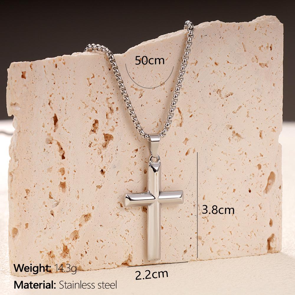 Unisex Minimalist Diamond Cross Necklace - Cool Niche Style Pendant in Titanium Steel