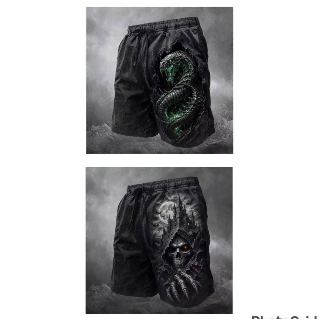 Dark Skull Snake Ghost Demon Training Muay Thai Kickboxing Boxing MMA Shorts Unisex Gym Fitness Workout Quick Dry Print Elastic Waist