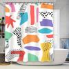 Colorful Geometric Shower Curtain Bold Abstract Design for Modern Bathrooms Polyester Fabric with Hooks Set Multicolor Decorativ