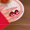 Ankara Red Love Plaid Earrings Femininity Stud Earrings Autumn and Winter Commuter Ears