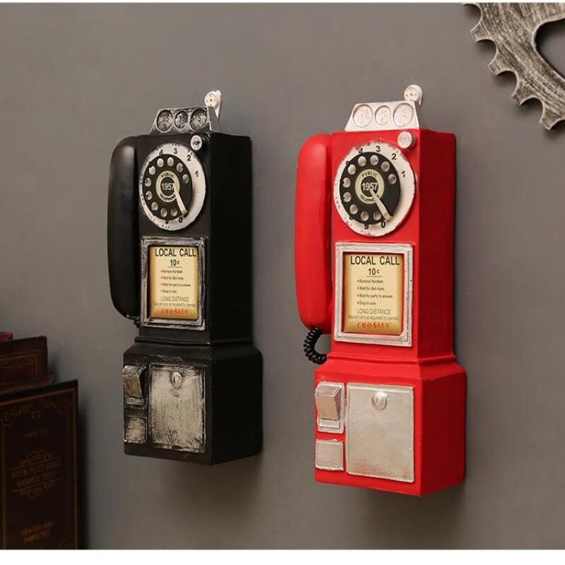 Retro Resin Telephone Ornament