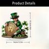 2D Flat Leprechaun Acrylic Desktop Decoration, Golden Four-Leaf Clover Shield, Green Top Hat & Clover Ears Design, Suitable for wall Decoration, porch