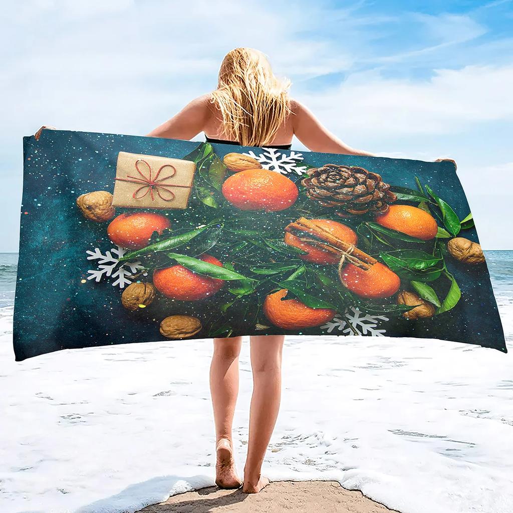 1pc Cute Love Bow Pattern Ultra-fine Fiber Beach Towel, Beach and Swimming Quick Drying Absorbent Beach Towel